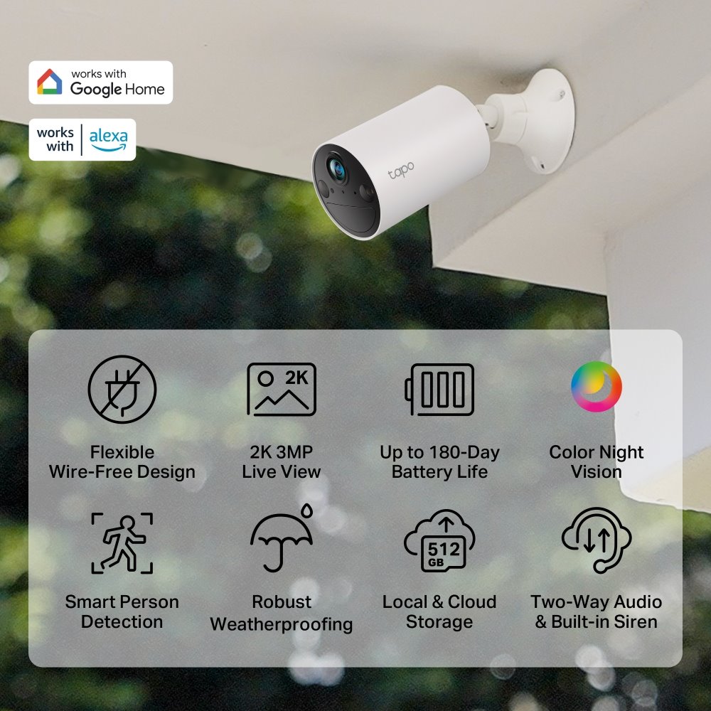 TP-link Tapo C410 Chytrá bezdrátová bezpečnostní kamera, 3Mpx