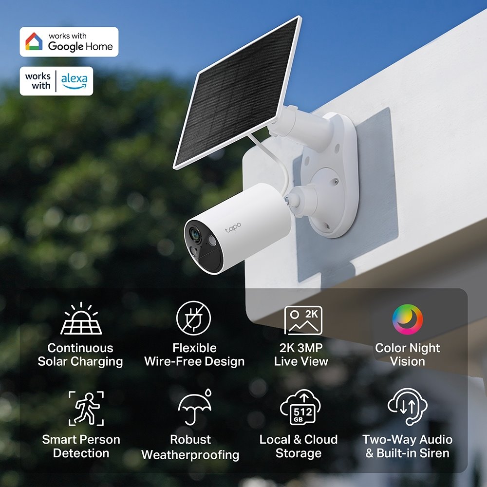 TP-link Tapo C410 KIT, Chytrá bezdrátová bezpečnostní kamera + solární panel, 3Mpx