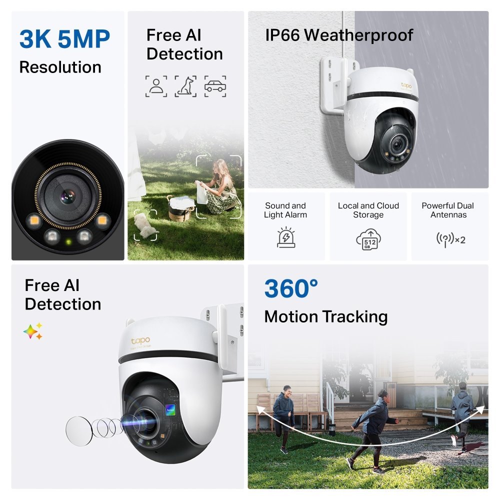 TP-link Tapo C530WS Venkovní otočná IP kamera s Wi-Fi, 5Mpx, 4mm