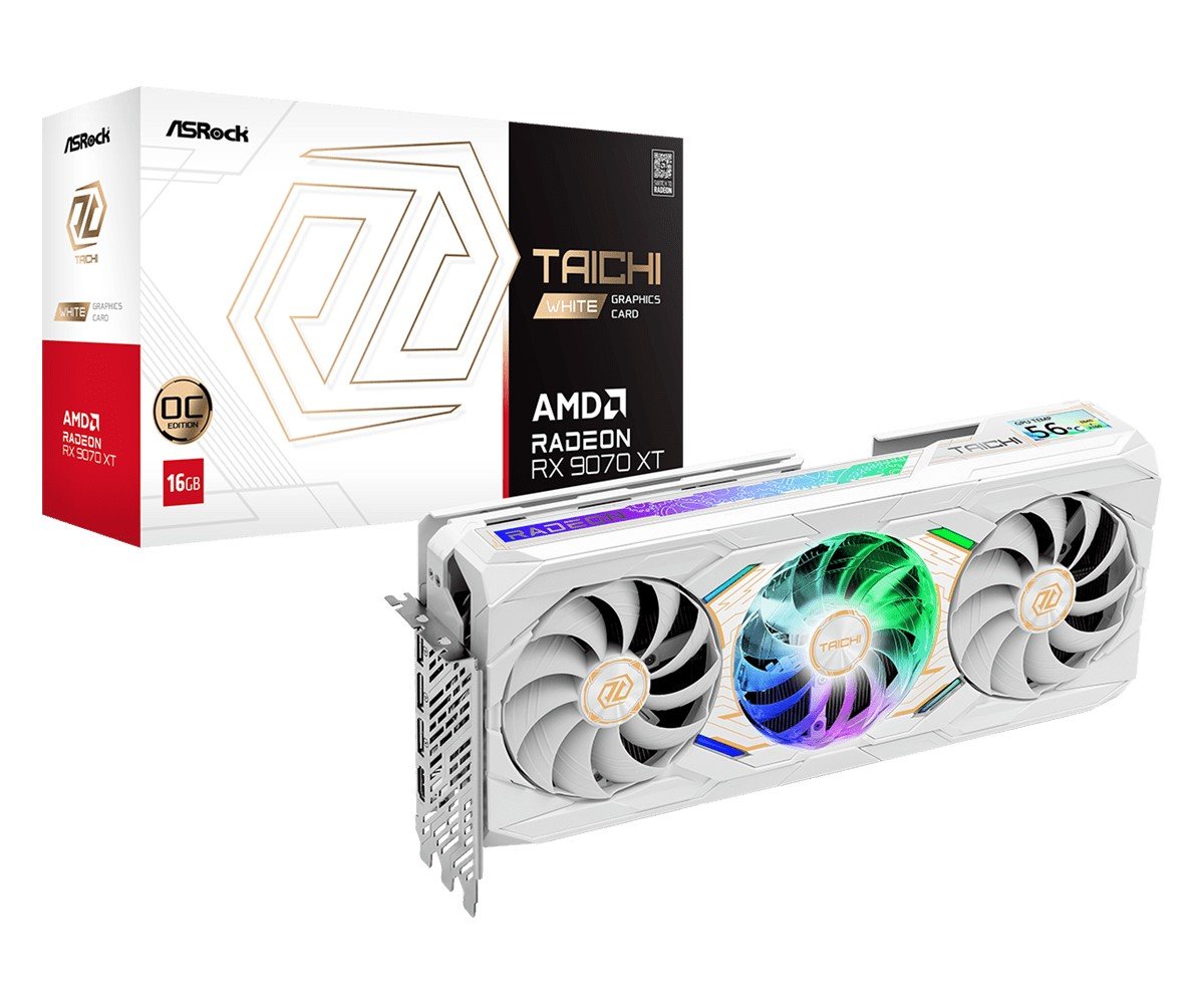 VGA Asrock Radeon RX 9070 XT Taichi 16G OC GDDR6 White