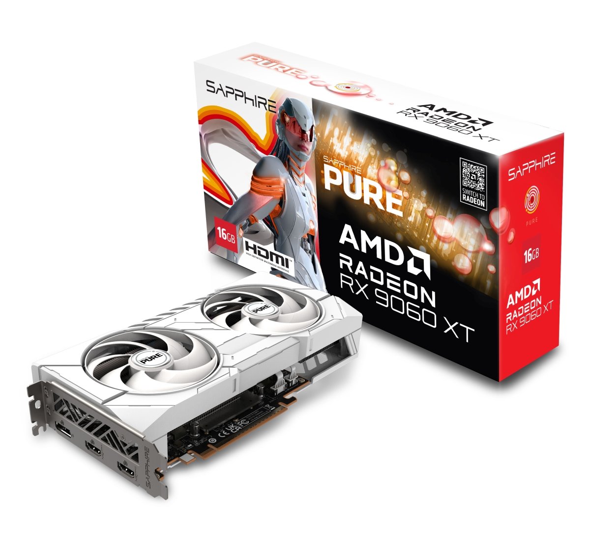 VGA SAPPHIRE PURE AMD Radeon RX 9060 XT OC 16GB WHITE