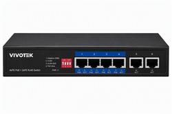 Vivotek AW-FET-060P-060 Switch, 4× FE PoE + 2× FE, 802.3af/at, PoE 60W, dosah až 250 m, nemanagovaný