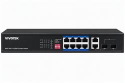 Vivotek AW-FGT-100P-110 Switch, 8× FE PoE + 2× GE Combo, 802.3af/at, PoE 110W, dosah až 250 m, nemanagovaný