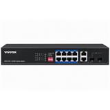 Vivotek AW-FGT-100P-110 Switch, 8× FE PoE + 2× GE Combo, 802.3af/at, PoE 110W, dosah až 250 m, nemanagovaný