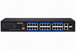 Vivotek AW-FGT-260P-370 Switch, 24× FE PoE + 2× GE Combo, 802.3af/at, PoE 370W, až 250 m, nemanagovaný