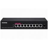 Vivotek AW-GEL-105A-110 Lite Switch, 8× GE PoE + GE + SFP, af/at/bt, PoE 110W, VLAN, dosah 250 m, managed