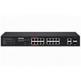 Vivotek AW-GEL-205A-260 Lite Switch, 16× GE PoE + 2× GE + 2× SFP, af/at/bt, PoE 260W, dosah 250 m, managed