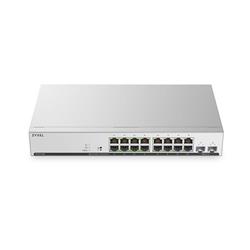 Zyxel GS1915-18EPv2, 18 Port, 8x GbE, 8x GbE PoE, 130W 802.3at, 2x SFP, rackmount, fanless, Smart Switch hybrid mode, st