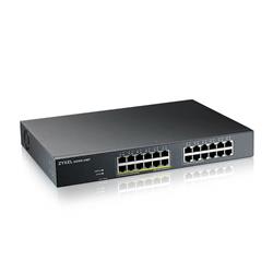 ZyXEL GS1915-24EP, 24-port GbE, 12 port PoE, 130 Watt 802.3at, rackmount, fanless, Smart hybrid mode Switch, stand
