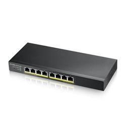 ZyXEL GS1915-8EP, 8-port GbE PoE Smart hybrid mode Switch, standalone or NebulaFlex Cloud, 60 Watt 802.3at, desktop, fan