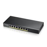 ZyXEL GS1915-8EP, 8-port GbE PoE Smart hybrid mode Switch, standalone or NebulaFlex Cloud, 60 Watt 802.3at, desktop, fan