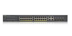 Zyxel GS1920-24HPv2, 28 Port Smart Managed PoE Switch 24x Gigabit Copper PoE and 4x Gigabit dual pers., hybrid mode, sta
